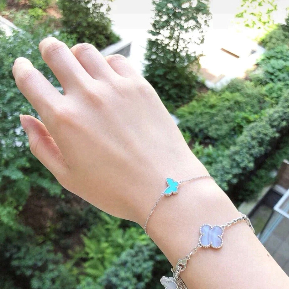 [Crown & Jewelry]BUTTERFLY TURQUOISE BUTTERFLY BRACELET SILVER