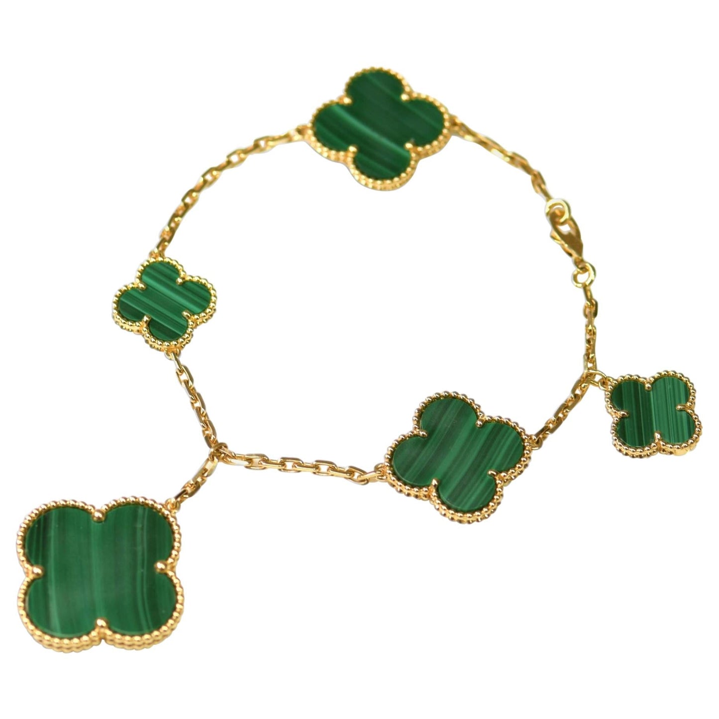 [Crown & Jewelry]MAGIC CLOVER MALACHITE GOLD BRACELET 5 MOTIFS