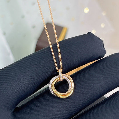 [Crown & Jewelry]TRINITY NECKLACE SILVER GOLD PINK GOLD DIAMONDS