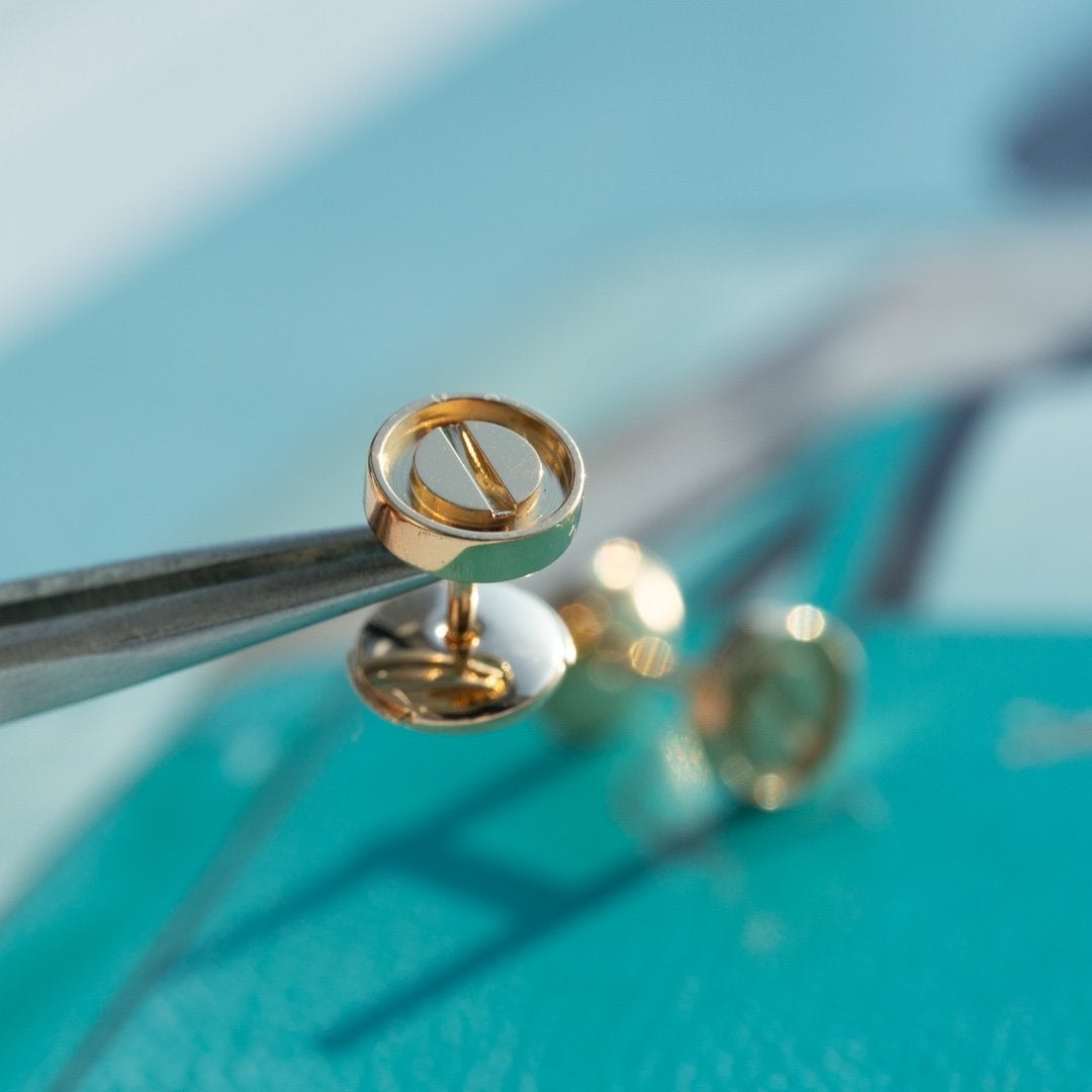 [Crown & Jewelry]LOVE EARRINGS PINK GOLD 10MM