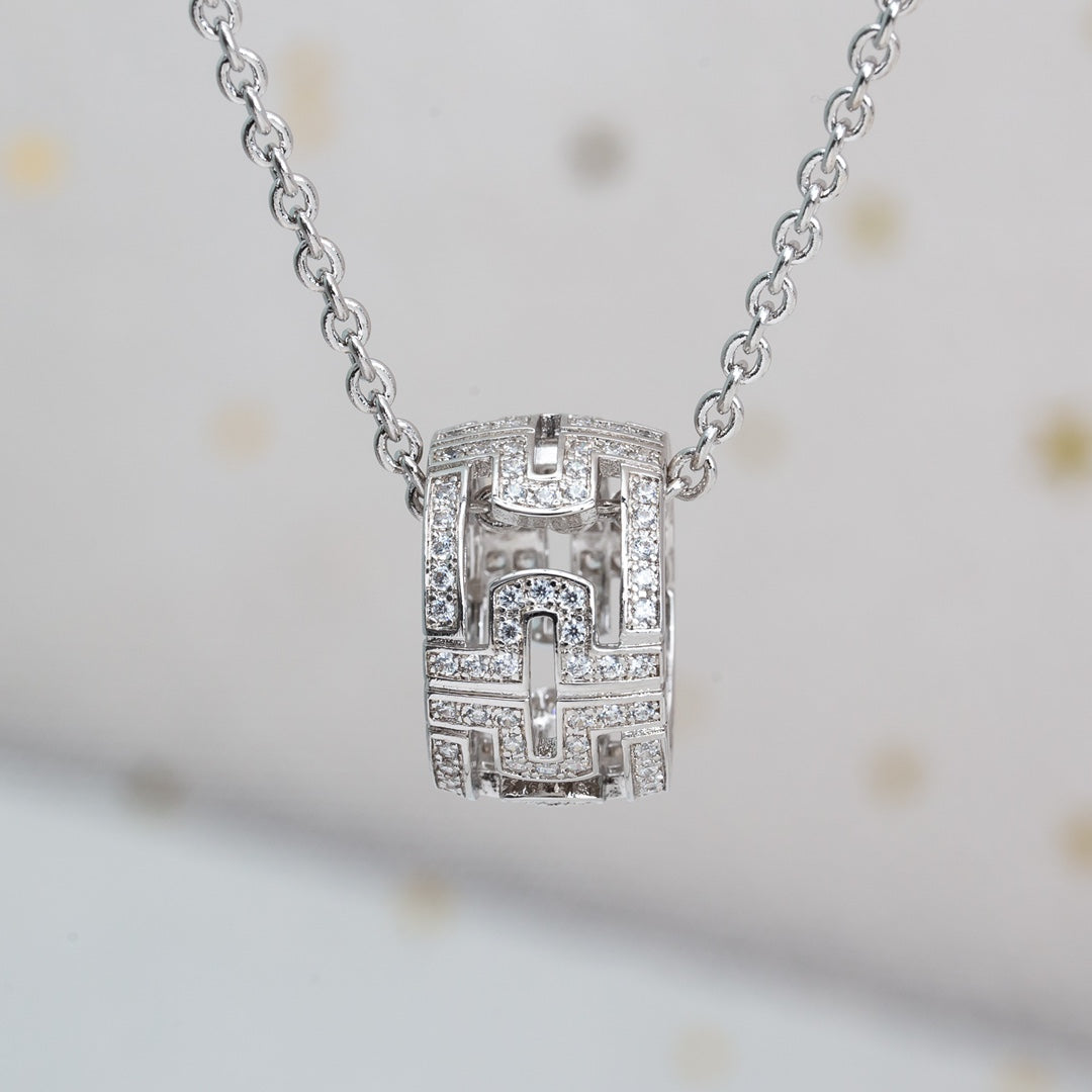 [Crown & Jewelry]PARENTESI NECKLACE SILVER DIAMOND