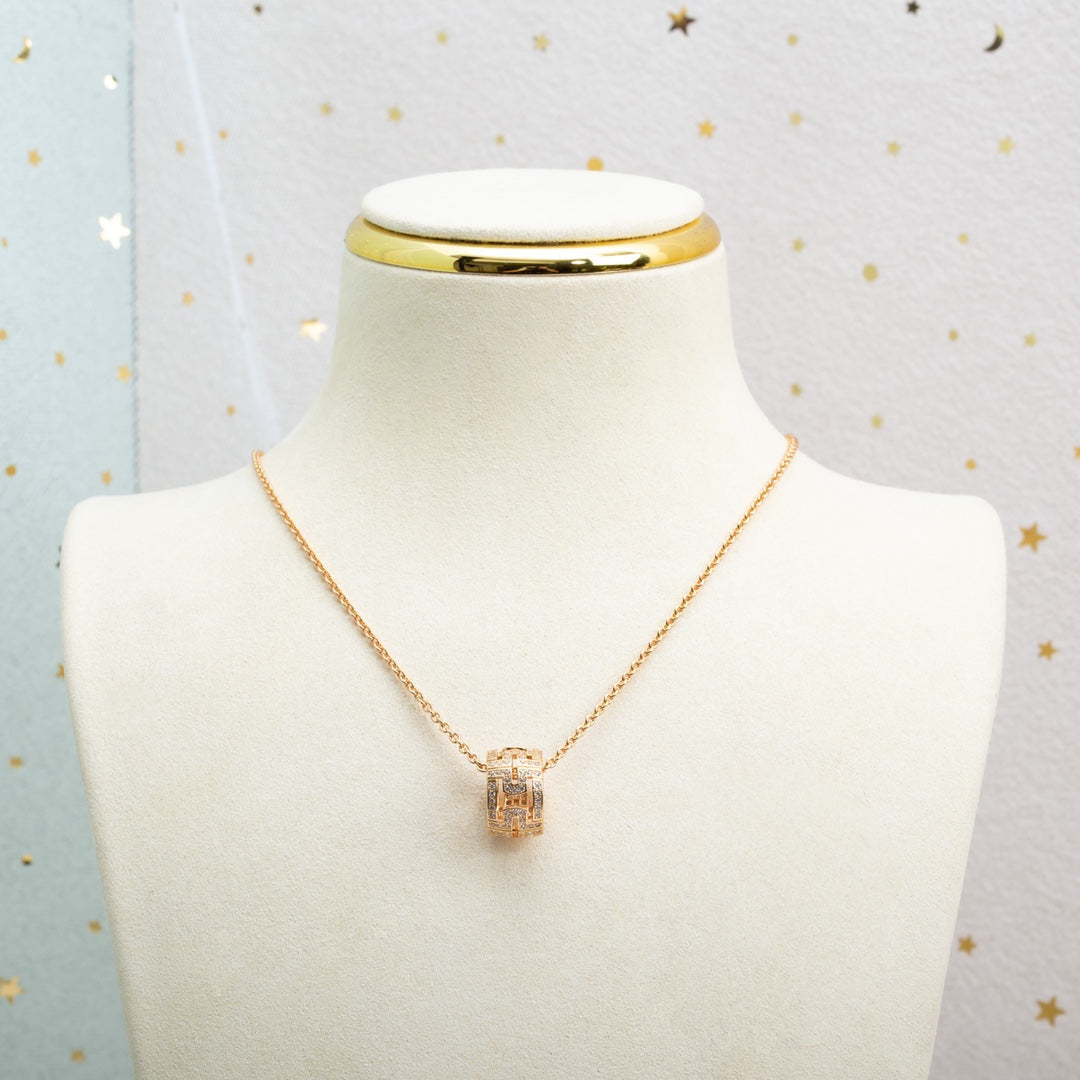 [Crown & Jewelry]PARENTESI NECKLACE PINK GOLD DIAMOND