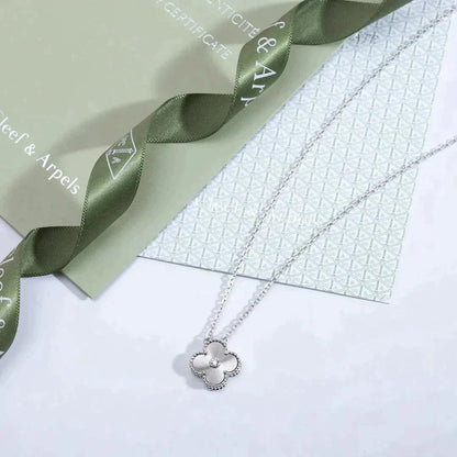 [Crown & Jewelry]CLOVER  15MM DIAMOND LASER NECKLACE SILVER