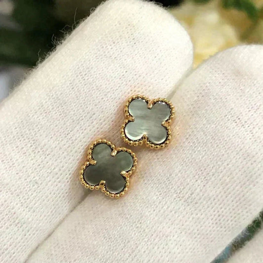 [Crown & Jewelry]CLOVER MINI 9.5MM GRAY MOP EARRINGS