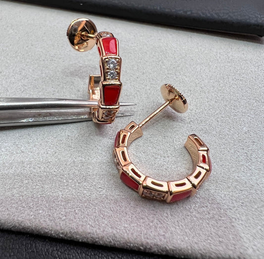 [Crown & Jewelry]SERPENTI CARNELIAN PINK GOLD EARRINGS