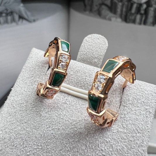 [Crown & Jewelry]SERPENTI MALACHITE PINK GOLD EARRINGS