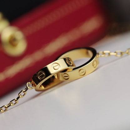 [Crown & Jewelry]LOVE NECKLACE DOUBLE RING GOLD