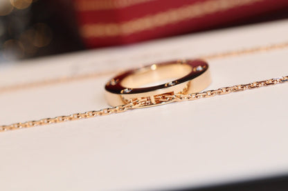 [Crown & Jewelry]LOVE NECKLACE 16MM 6 DIAMONDS PINK GOLD