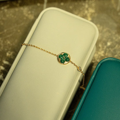 [Crown & Jewelry]SUN MALACHITE 1 DIAMOND PINK GOLD BRACELET