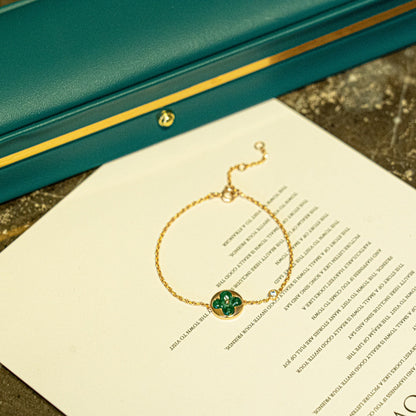 [Crown & Jewelry]SUN MALACHITE 1 DIAMOND PINK GOLD BRACELET