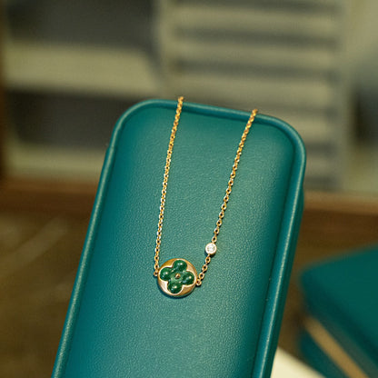 [Crown & Jewelry]SUN MALACHITE 1 DIAMOND PINK GOLD BRACELET