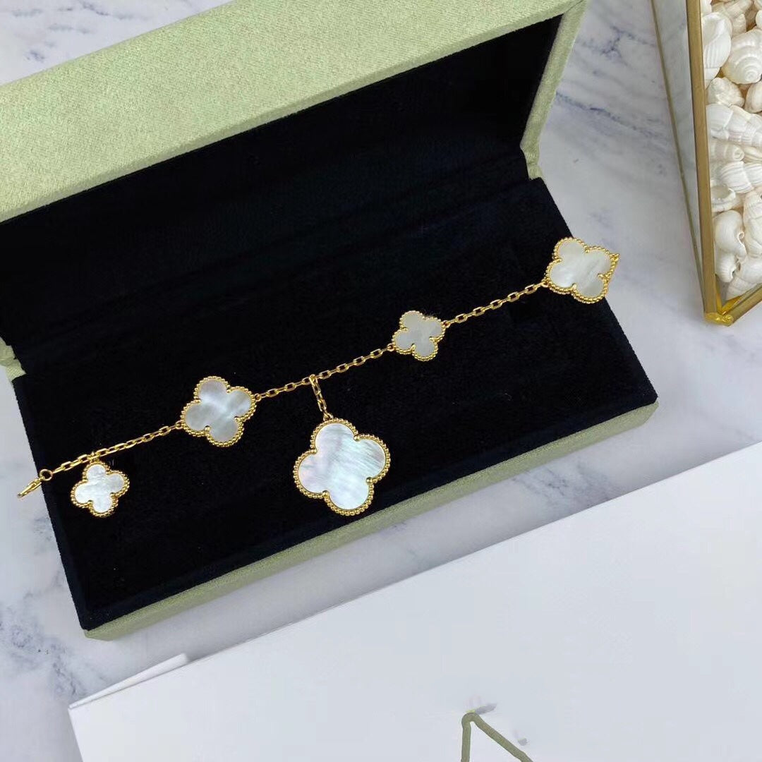 [Crown & Jewelry]MAGIC CLOVER MOP GOLD BRACELET 5 MOTIFS