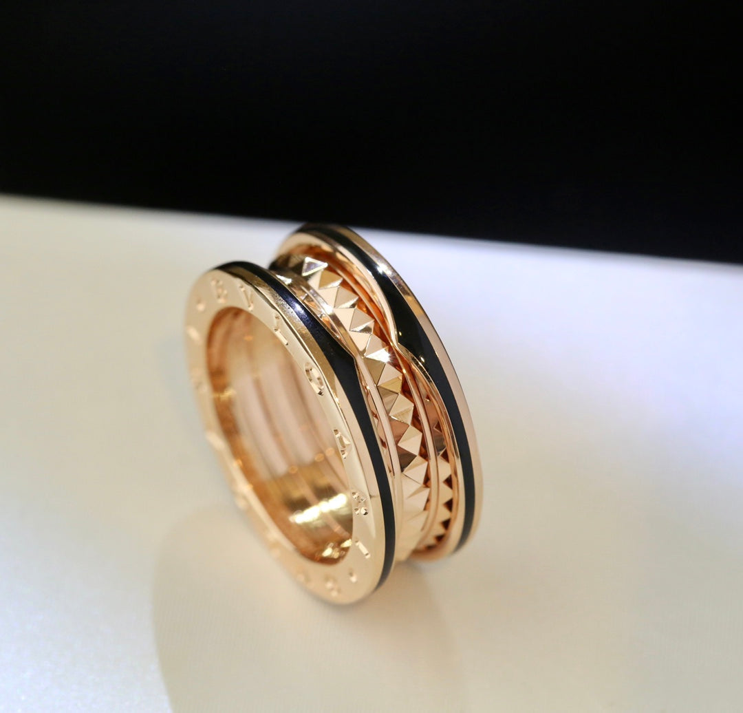 [Crown & Jewelry]ZERO 1 PINK GOLD BLACK CERAMIC RING