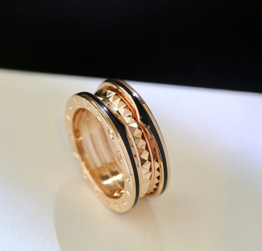 [Crown & Jewelry]ZERO 1 PINK GOLD BLACK CERAMIC RING