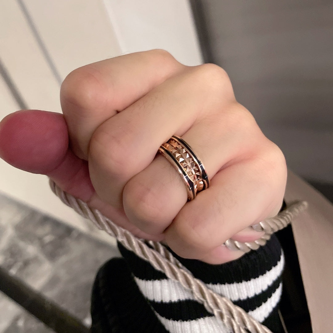 [Crown & Jewelry]ZERO 1 PINK GOLD BLACK CERAMIC RING