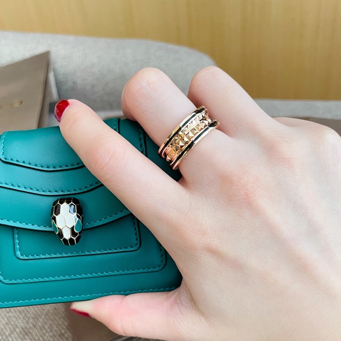 [Crown & Jewelry]ZERO 1 PINK GOLD BLACK CERAMIC RING