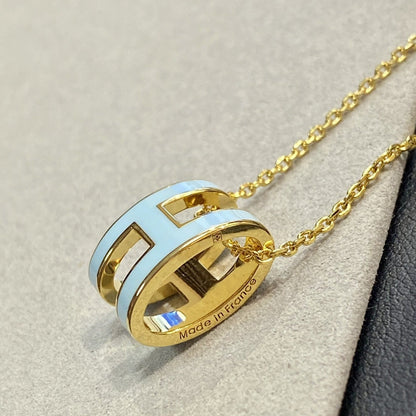 [Crown & Jewelry]POP H LIGHT BLUE NECKLACE