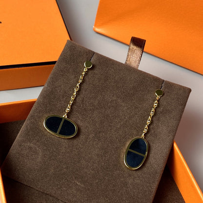 [Crown & Jewelry]CHAINE VERSO BLACK CERAMIC EARRINGS