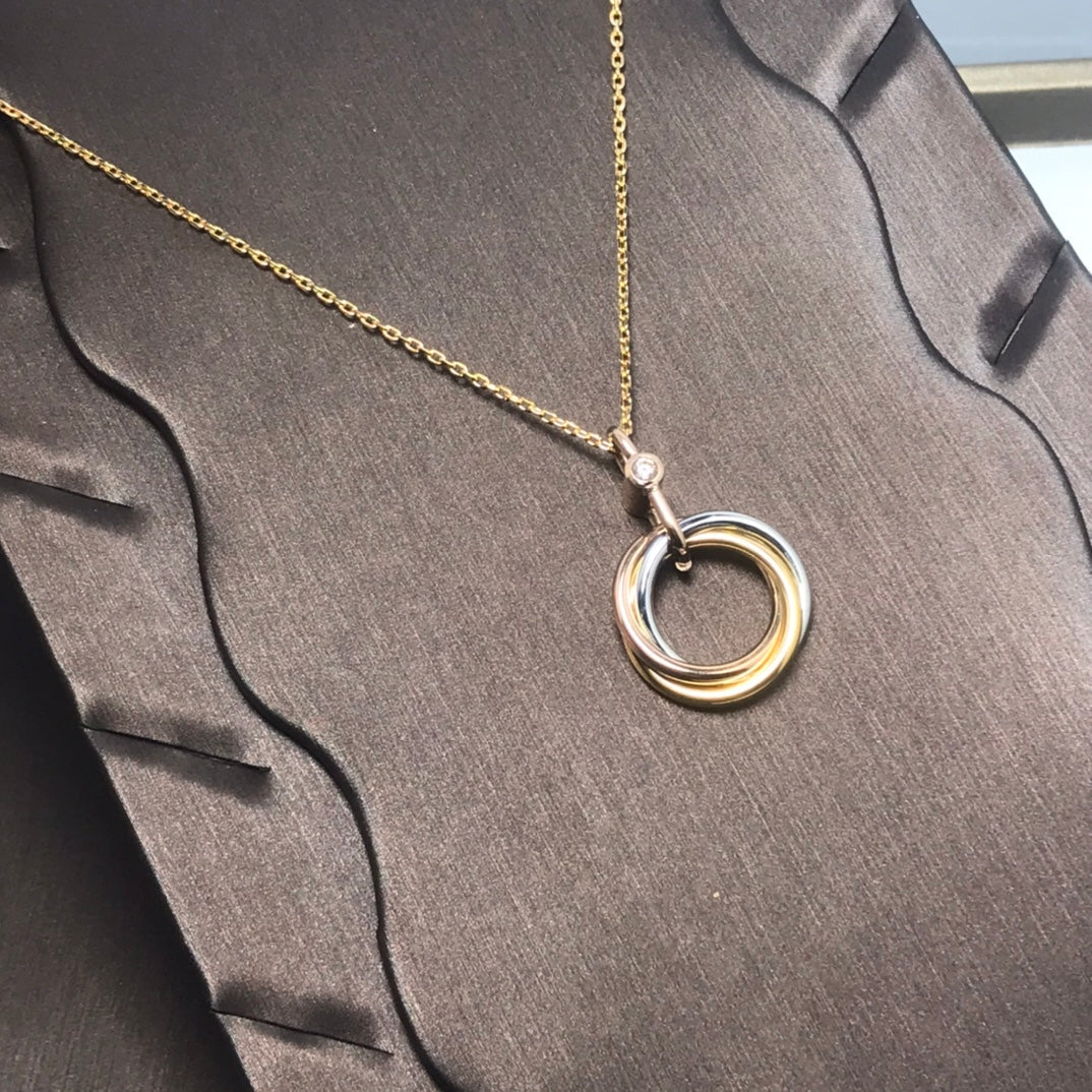 [Crown & Jewelry]TRINITY SILVER GOLD PINK GOLD NECKLACE