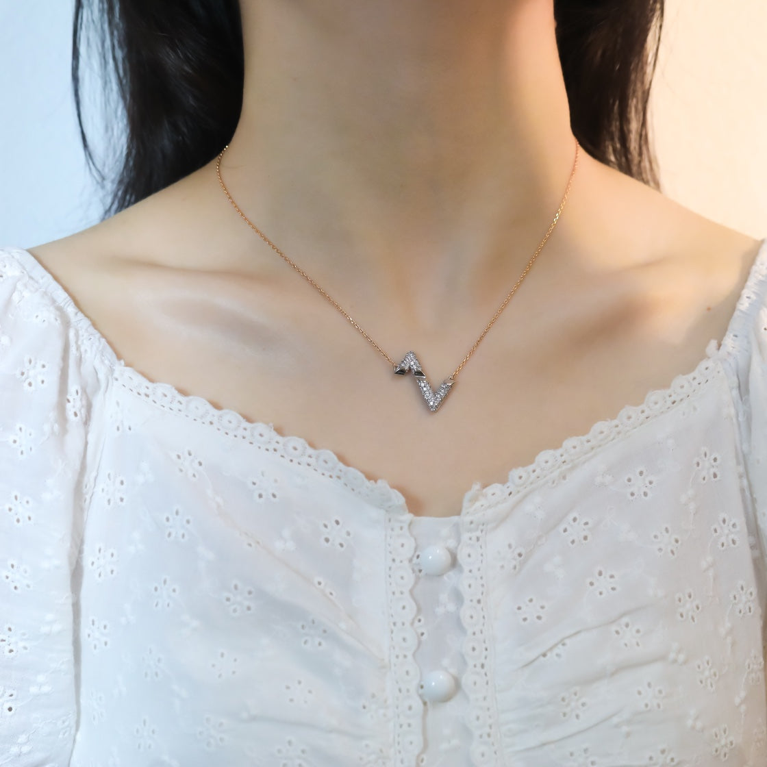 [Crown & Jewelry]VOLT SILVER DIAMOND PEDANT NECKLACE