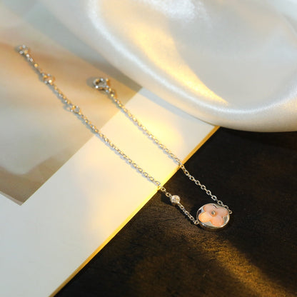 [Crown & Jewelry]SUN MOTIF PINK MOP SILVER BRACELET