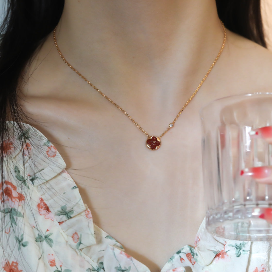 [Crown & Jewelry]SUN PEDANT PINK GOLD 1 DIAMOND NECKLACE