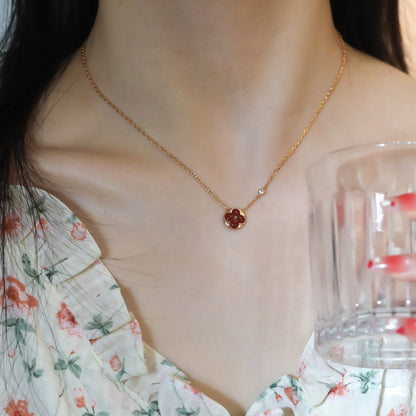 [Crown & Jewelry]SUN PEDANT PINK GOLD 1 DIAMOND NECKLACE