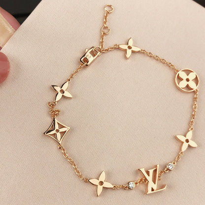 [Crown & Jewelry]STAR AND SUN 7 MOTIFS GOLD BRACELET