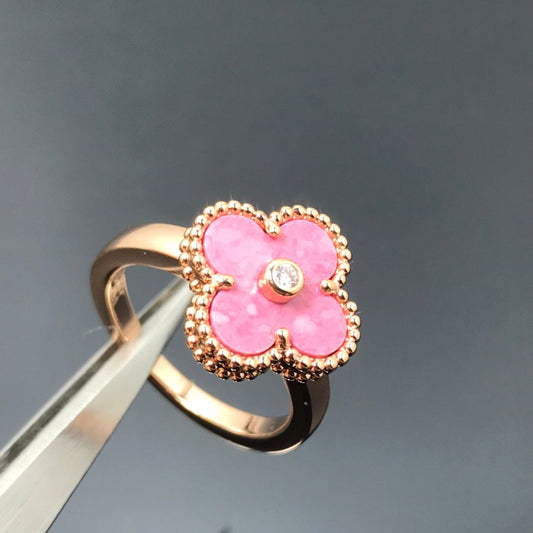 [Crown & Jewelry]CLOVER RHODONITE ROSE GOLD RING
