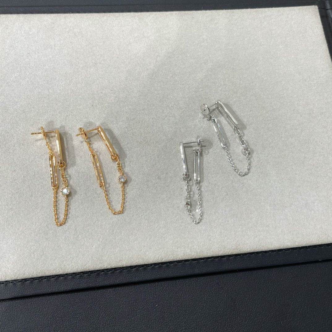 [Crown & Jewelry]CHAINE CHAOS DIAMOND DROP EARRINGS