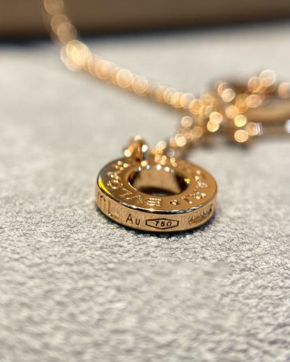 [Crown & Jewelry]DREAM MALACHITE DIAMOND PAVED PINK GOLD NECKLACE