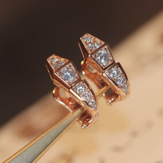 [Crown & Jewelry]SERPENT PINK GOLD DIAMOND EARRINGS