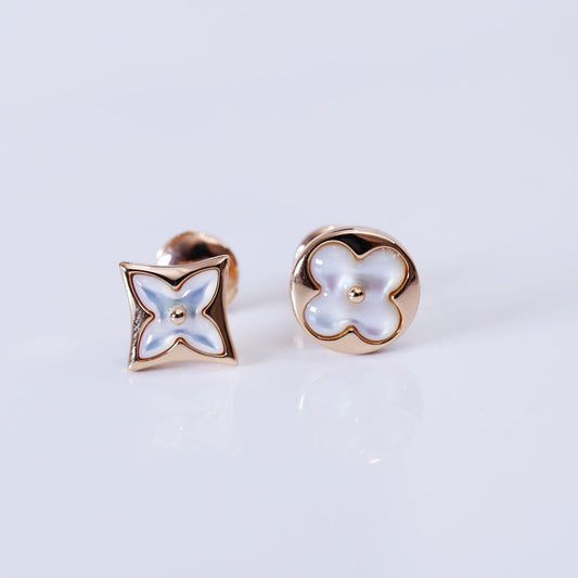 [Crown & Jewelry]STAR AND SUN PINK GOLD MOP STUD EARRINGS