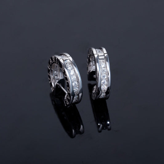 [Crown & Jewelry]ZERO 1 MINI SILVER DIAMOND EARRINGS