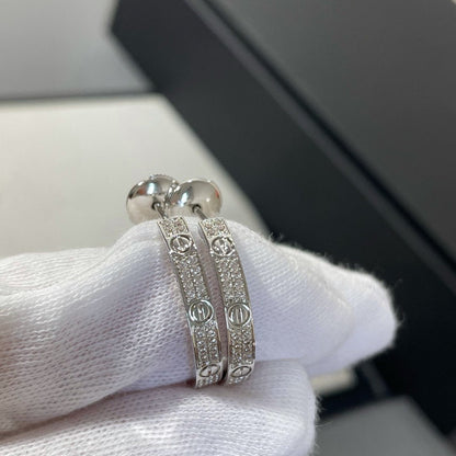 [Crown & Jewelry]LOVE DIAMOND SILVER HOOP EARRINGS