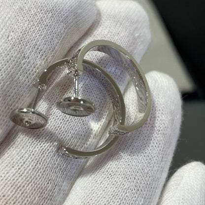 [Crown & Jewelry]LOVE DIAMOND SILVER HOOP EARRINGS