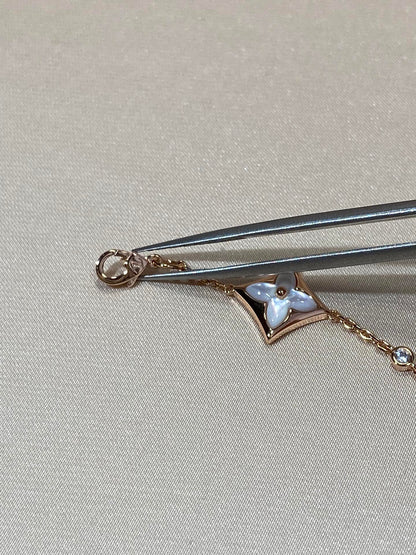 [Crown & Jewelry]STAR 4 MOTIF MOP DIAMOND PINK GOLD BRACELET