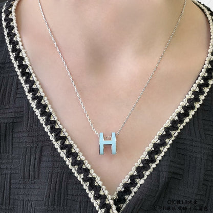 [Crown & Jewelry]POP H SKY BLUE NECKLACE