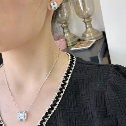 [Crown & Jewelry]POP H SKY BLUE NECKLACE