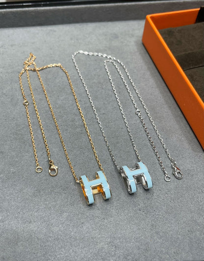 [Crown & Jewelry]POP H SKY BLUE NECKLACE
