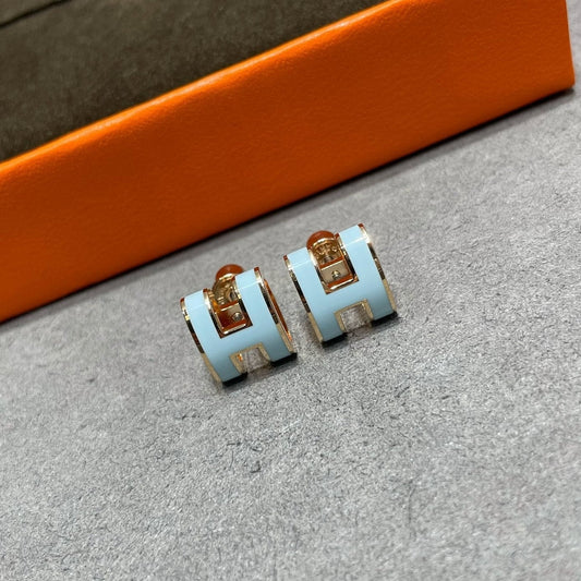 [Crown & Jewelry]POP H SKY BLUE STUD EARRINGS