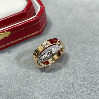 [Crown & Jewelry]LOVE PINK GOLD SILVER DIAMOND DOUBLE RING