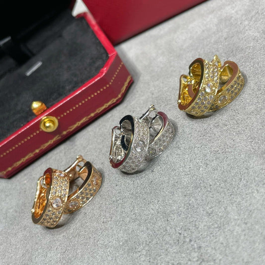 [Crown & Jewelry]LOVE 5.5MM DIAMOND PAVED EARRINGS