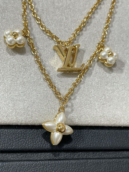 [Crown & Jewelry]FLOWERGRAM GOLD MOP DOUBLE ROW NECKLACE