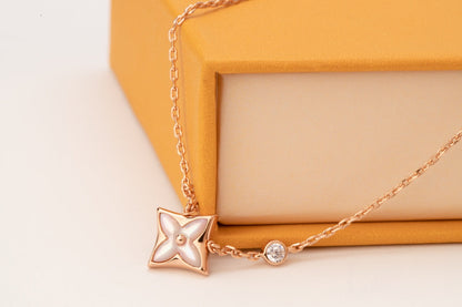 [Crown & Jewelry]STAR PINK MOP 1 DIAMOND PINK GOLD NECKLACE
