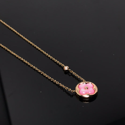 [Crown & Jewelry]COLOR BLOSSOM PINK MOP SUN GOLD NECKLACE