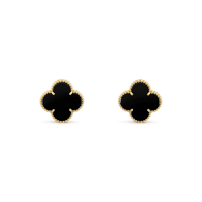 [Crown & Jewelry]CLOVER MEDIUM 1 MOTIFS  ONYX STUD EARRINGS