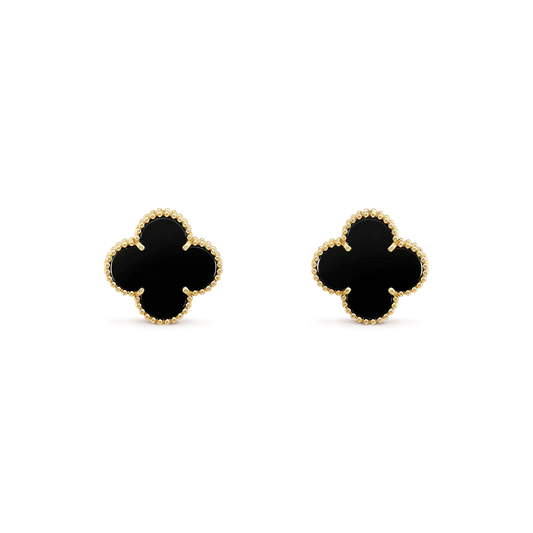 [Crown & Jewelry]CLOVER MEDIUM 1 MOTIFS  ONYX STUD EARRINGS