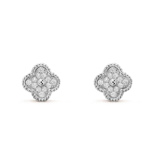 [Crown & Jewelry]CLOVER MINI DIAMOND STUD EARRINGS
