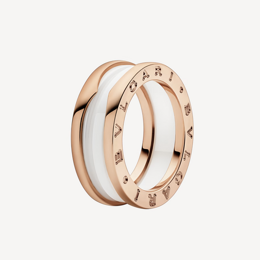 [Crown & Jewelry]ZERO 1 TWO-BAND LOOPS AND WHITE CERAMIC SPIRAL PINK GOLD RING